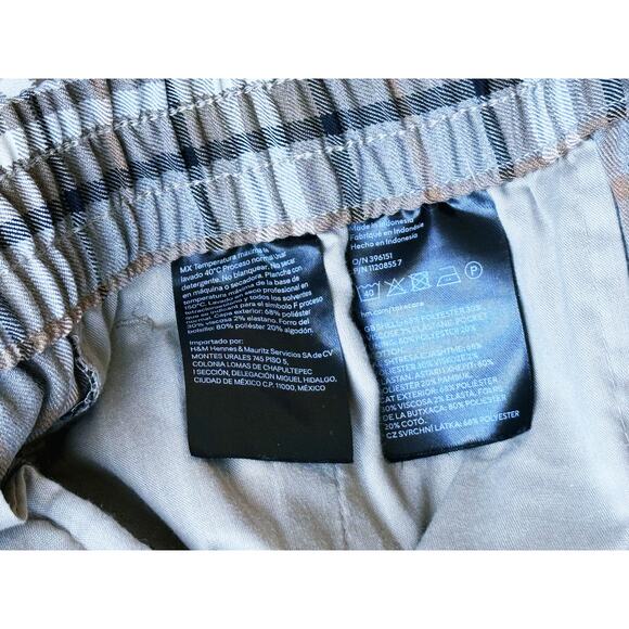 H&M Men’s Plaid Drawstring Trousers Regular Fit Standard Coupe Small Academia - Picture 6 of 6